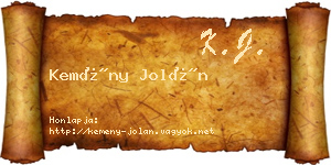 Kemény Jolán névjegykártya