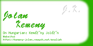 jolan kemeny business card